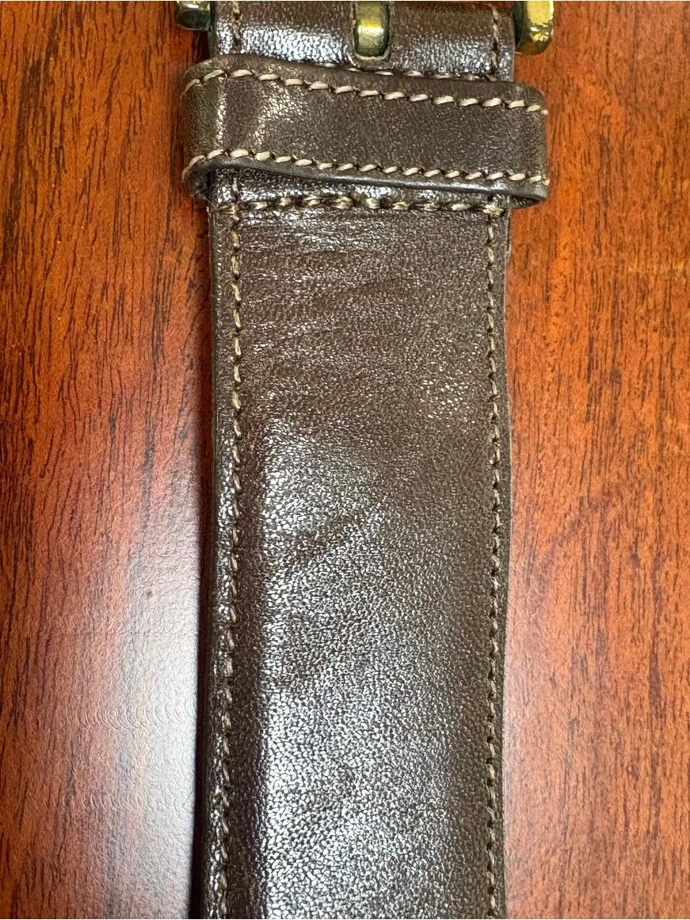 Torino Brown full grain glove, leather brass buckle Italian belt men’s size 34